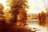 Abbey Paintings - Bolton Abbey, From The Wharfe, Yorkshire by William Mellor